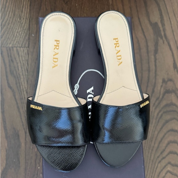 Prada Patent Leather Black Slides - Picture 1 of 5
